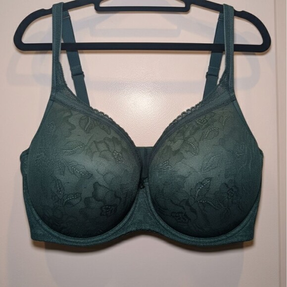 Cacique Other - Cacique Lane Bryant 46DD Dark Green Lace Balconette Bra Underwire Lightly Lined